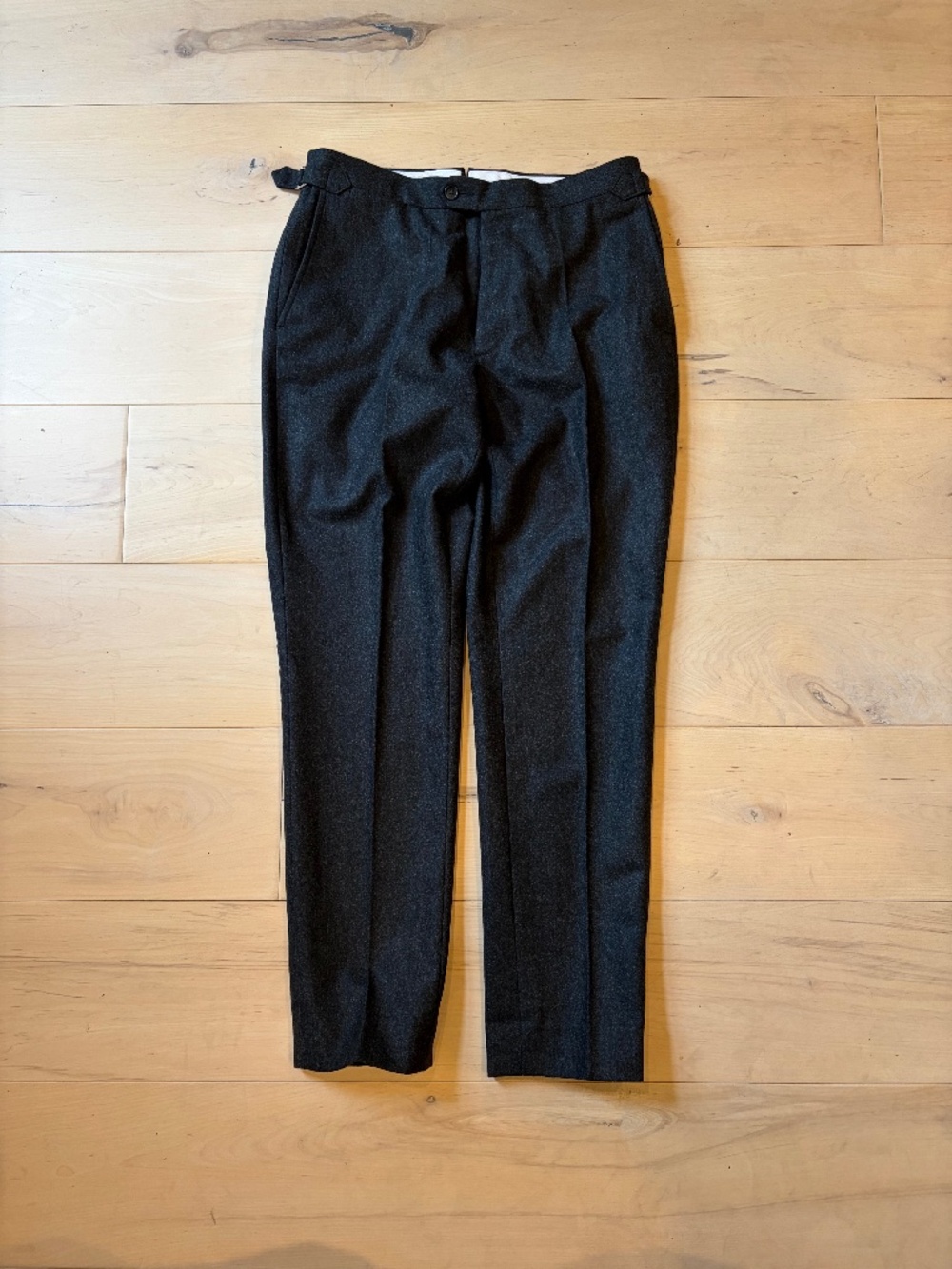 Proper Cloth | Grey Wool Flannel Tapered Trousers